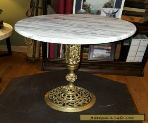 Vintage Marble and Brass End Table, Lamp Table, Plant Stand for Sale