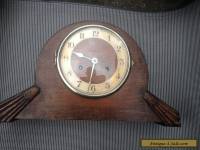 Vintage Wooden Art Deco Mantle Clock Wind Up Brass Mechanisum