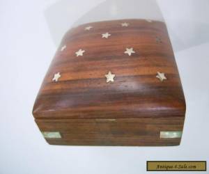 Item NICE WOODEN BOX WITH BRASS INLAiD STARS   for Sale