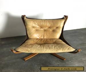 Item Vintage Mid Century Danish Modern Leather Falcon Sling Chair By Sigurd Ressell  for Sale