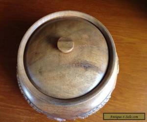 Item Hand carved teak? 1970's beautifully wooden jar trinket box pot with lid for Sale