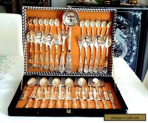 VINTAGE ELEGANT SILVER PLATED CUTLERY SET FOR 12 PERSONS BOXED ITALY for Sale