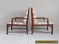 2 mid century modern TALL back walnut arm chairs