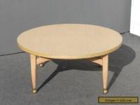 Vintage Danish Mid Century Modern Style Round COFFEE TABLE Peg Leg & Gold Feet