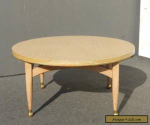 Item Vintage Danish Mid Century Modern Style Round COFFEE TABLE Peg Leg & Gold Feet for Sale