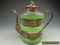 Old Decorated collectable Tibet silver green jade dragon teapot