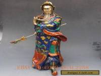 Chinese cloisonne hand-carved statue - Guan Gong