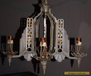 Item Antique Architectural ~Slip Shade~ SKYSCRAPER Style Chandelier Fixture ART DECO for Sale