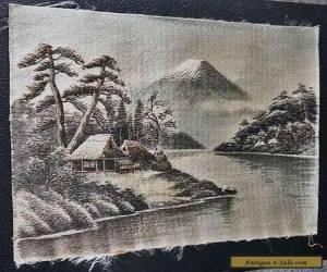 Beautiful Japanese Thread Embroidery Huts by River Mount Fuji Ex Cond for Sale