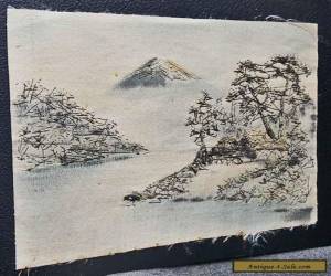 Item Beautiful Japanese Thread Embroidery Huts by River Mount Fuji Ex Cond for Sale