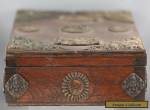 Fantastic Antique Wooden Box Decorated w/Casted Iron Buddhist Symbols for Sale