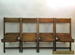 Vintage Antique Snyder Wood Oak Wooden Folding Chairs Set of 4 for Sale