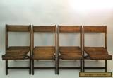 Vintage Antique Snyder Wood Oak Wooden Folding Chairs Set of 4 for Sale