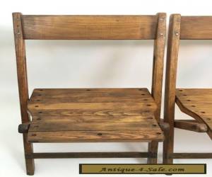 Item Vintage Antique Snyder Wood Oak Wooden Folding Chairs Set of 4 for Sale