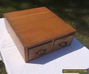 Antique Dovetail Oak 2-Drawer Library Shelf Card File Cabinet Vintage for Sale