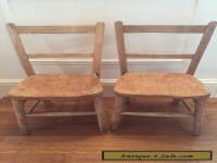 Pair Of Oak/ Pine Wooden Vintage Antique Childrens Ladder Back School Chairs