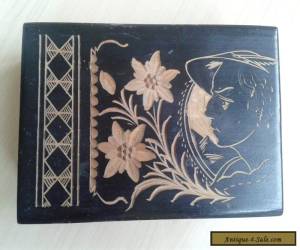 Item Vintage Wooden Box with Hand Carved Design. for Sale