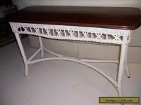 RARE BAR HARBOR WICKER W/ SOLID WOOD TOP TABLE 
