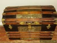 1880 ANTIQUE STEAMER TRUNK VINTAGE VICTORIAN DOME TOP  STAGECOACH CHEST 