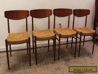 Set of 4 Mid-Century Danish Modern Rope Teak Dining Chairs