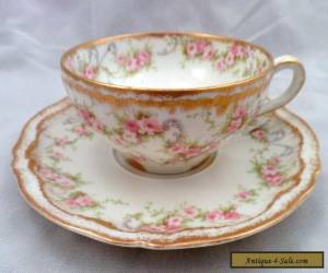 Item Theodore Haviland Limoges Schleiger 340 Cup and Saucer, Antique Porcelain, Set 4 for Sale