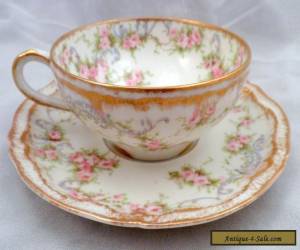 Item Theodore Haviland Limoges Schleiger 340 Cup and Saucer, Antique Porcelain, Set 4 for Sale