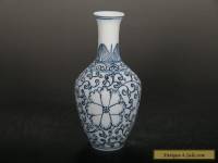 Exquisite painting flower Blue and white porcelain Vase QIANLONG mark D196