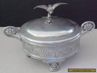 Antique Meriden Company Silver Plate Jewelry Casket Box ~Bird Handle & Bee Lid