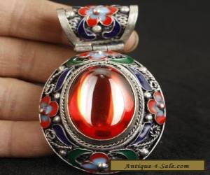 Item  SUPER RARE CHINA SILVER OLD INLAY ZIRCON CLOISONNE COLLECT HAND CARVED PENDANT for Sale