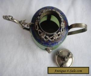 Item Chinese handwork green jade bracelet inlay tibet-silver drago teapot  for Sale