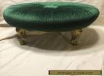 VINTAGE FOOTSTOOL - QUEEN ANN BRASS LEGS - RE-UPHOLSTERED for Sale