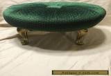 VINTAGE FOOTSTOOL - QUEEN ANN BRASS LEGS - RE-UPHOLSTERED for Sale
