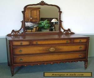 Item c1046: Antique Dresser Chest w Mirror Gorgeous Burled Wood Excellent Piece! for Sale