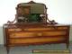 c1046: Antique Dresser Chest w Mirror Gorgeous Burled Wood Excellent Piece! for Sale