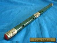 Wonderful Chinese Tibet silver Jade Carved Dragon Flute