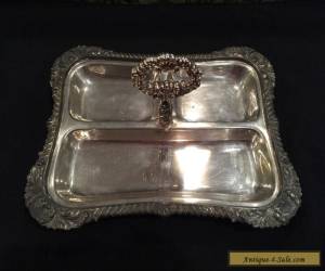 Item Very Ornate Footed Silver-plated Divided Serving Tray with Handle- Nice for Sale