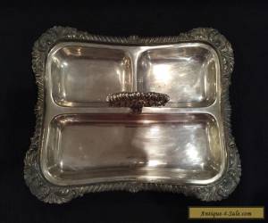 Item Very Ornate Footed Silver-plated Divided Serving Tray with Handle- Nice for Sale