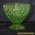 VINTAGE GREEN DEPRESSION GLASS VASE WITH PIQUE FLEURS for Sale