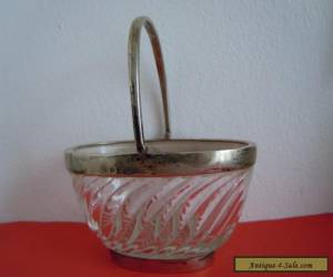 Item RARE Antique Art Nouveau Crystal Sugar BOWL in Silver, made in UK 19th century for Sale