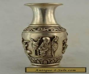 Old Decorated Handwork Tibet Silver Carving Deer & Immortal Noble Vase for Sale