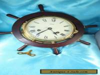 Antique Brass Schatz Ships Bell Clock Wheel Mount With Key
