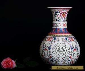 Item amille Rose Porcelain Hollow Hand-painted Vase w Qianlong Mark for Sale