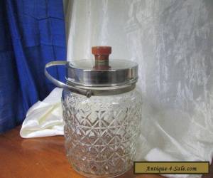 Item SILVERPLATE AND PRESSED GLASS BISCUIT BARREL WITH BAKELITE HANDLE for Sale