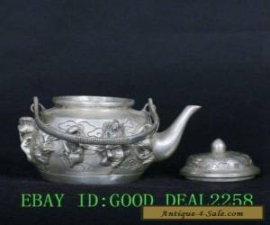 Item Tibet Tibetan Silver Copper Hand-Carved Ba Xian Teapot Pot w Qianlong Mark  for Sale