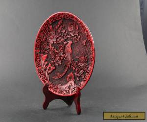 Oriental Vintage Delicate Lacquer Handwork carved flower and bird Plate C527 for Sale