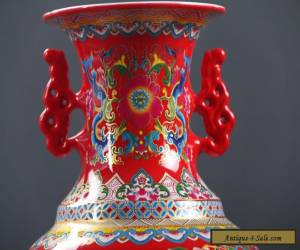 Item Chinese Enamel Hand-Painted Flower Vase w Qing Dynasty Qianlong Mark C1053 for Sale