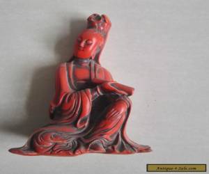 Item China Exquisite Hand-carved red Turquoise Guanyin Statue for Sale