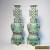 Antique Chinese c1700 Kangxi Famille Verte Biscuit Molded Pair Vases on Stands for Sale