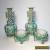 Antique Chinese c1700 Kangxi Famille Verte Biscuit Molded Pair Vases on Stands for Sale