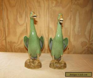 Item Pair old or Antique Chinese Export Porcelain Celadon Duck Figurines for Sale